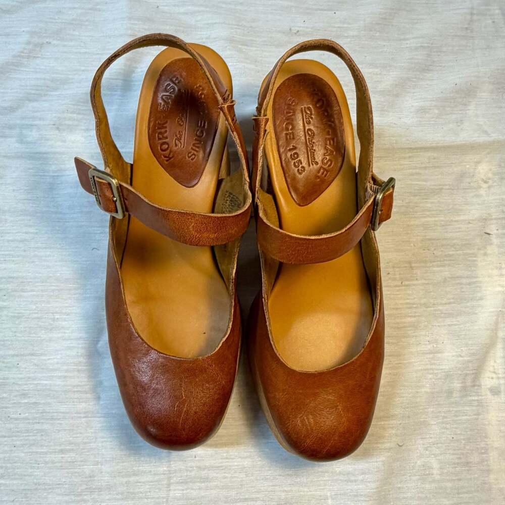 Kork-Ease Vanya Tan Leather Mary Jane Platform Wedge Sandals Size 7M - Picture 2 of 11